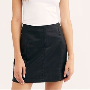 Free People Black Faux-Leather Skirt